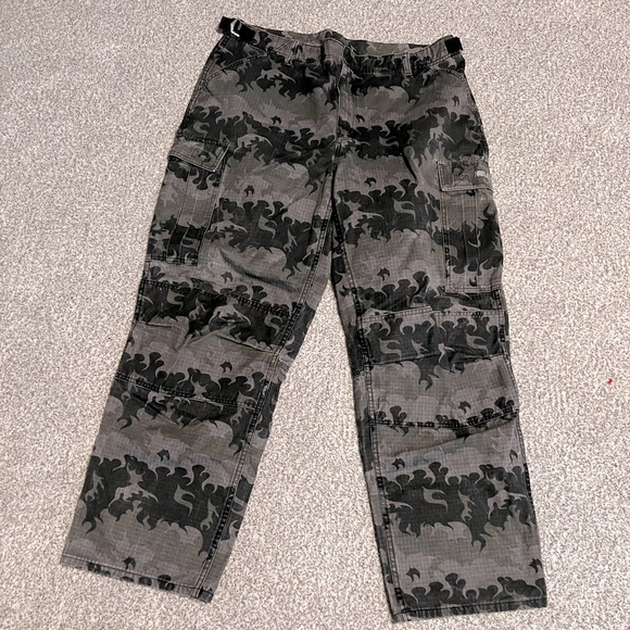 Harley-Davidson Other - Y2K Harley Davidson Flame Print Rip-Stop Cargo Pants
